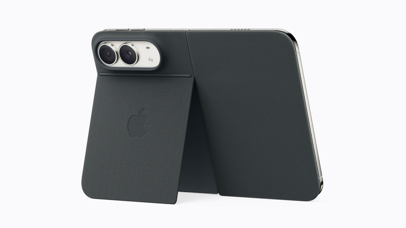 Tamnoplava Folio futrola sa izvučenim postoljem drži iPhone Duo uspravno