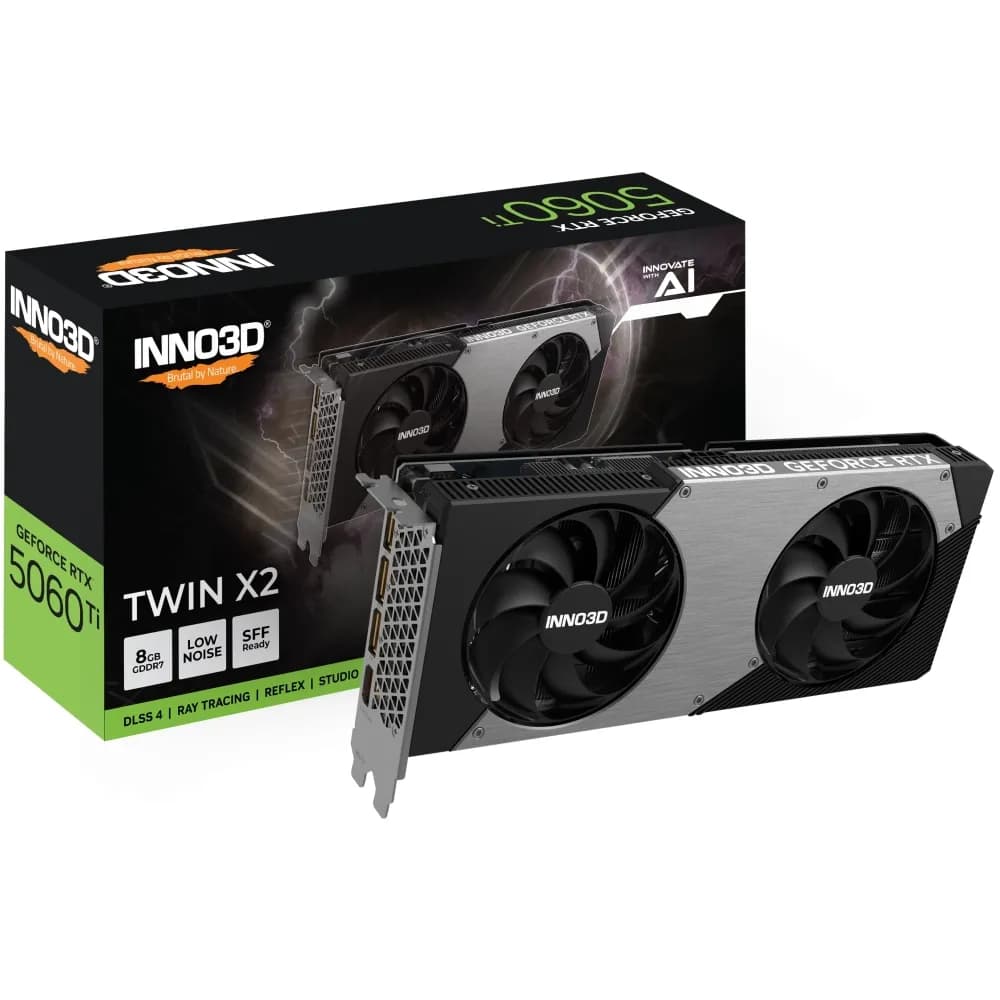 INNO3D N506T2-08D7-193075N TWIN X2 GeForce RTX 5060 Ti 8GB GDDR7 DLSS4 – Novo