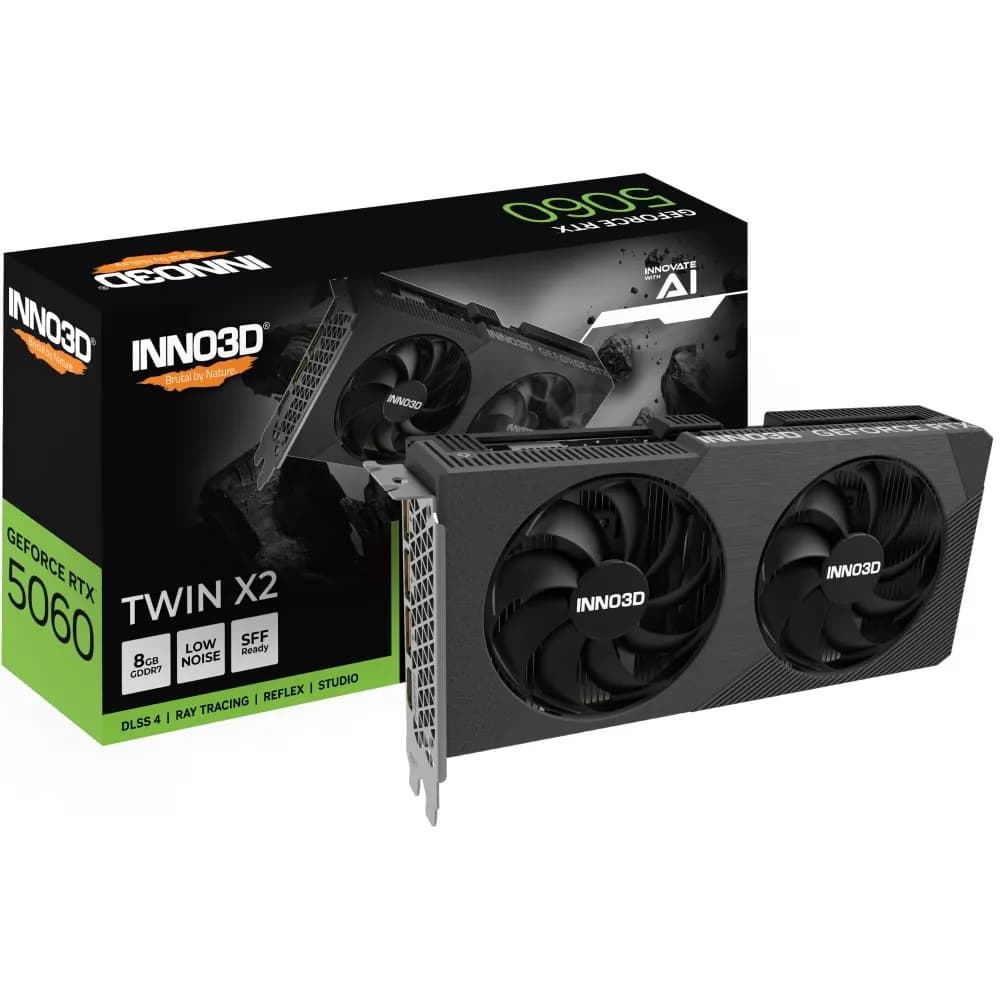 INNO3D N50602-08D7-195071N TWIN X2 GeForce RTX 5060 8GB GDDR7 DLSS4 – Novo