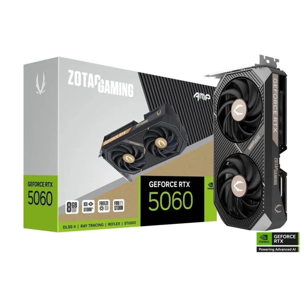 ZOTAC ZT-B50600F-10M AMP GeForce RTX 5060 8GB GDDR7 DLSS4 – Novo