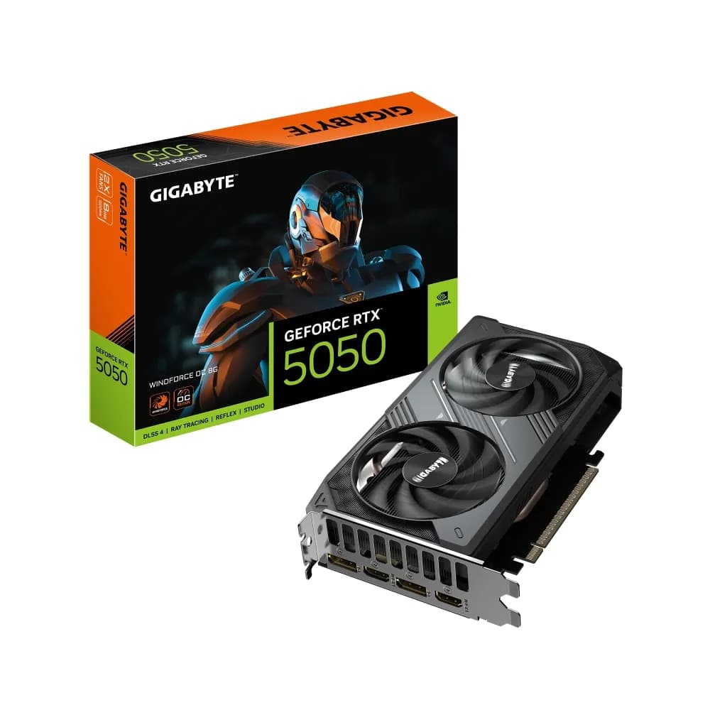 GIGABYTE GV-N5050WF2OC-8GD WINDFORCE OC GeForce RTX 5050 8GB GDDR6 DLSS4 – Novo
