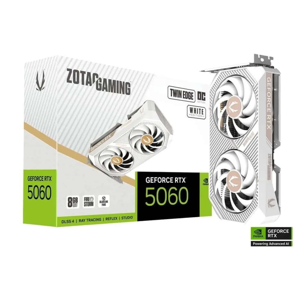 ZOTAC ZT-B50600Q-10M Twin Edge OC White GeForce RTX 5060 8GB GDDR7 DLSS4 – Novo