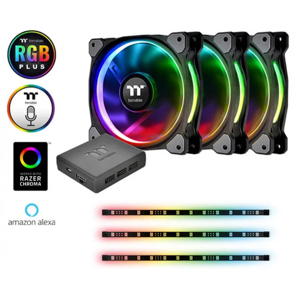 THERMALTAKE Riing Plus 12 LED RGB radiator cooler fan TT Premium Edition 3 pieces Lumi Plus combo set – Novo